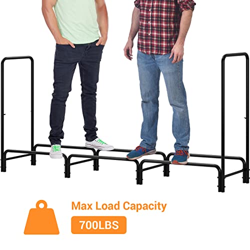 Tlgreen Firewood Rack Stand 8Ft Steel Firewood Log Holder For Fireplace, Indoor Outdoor Metal Log Holder Stand, Black #TOP3