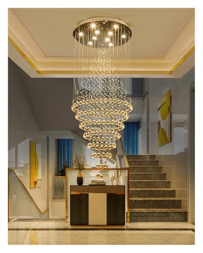 Lustre en cristal moderne à technologie LED intégrée dorée - 6