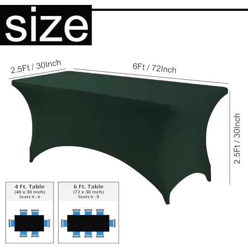 Mienocol Dark Green Spandex Tablecloths,6FT Stretchable Rectangle Table Cover Washable Tablecloth Universal Patio Elastic TableCover for Kitchen,Event - Image 2