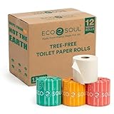 Eco Soul Papel higi&eacute;nico de bamb&uacute; de alta calidad de 3 capas | 12 megarrollos | 300 hojas cada uno | Certificado FSC hipoalerg&eacute;nico, texturizado y respetuoso con la piel, suave y seguro para la piel