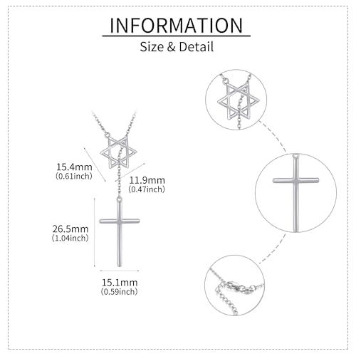 Cross Star of David Necklace Sterling Silver Cross Star David Layered Pendant Necklace Jewish Cross Jewelry for Women4