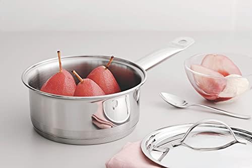 Panela Tramontina Professional em Aço Inox Fundo Triplo com Tampa Plana Detalhe Satinado 16 cm 1,4 L