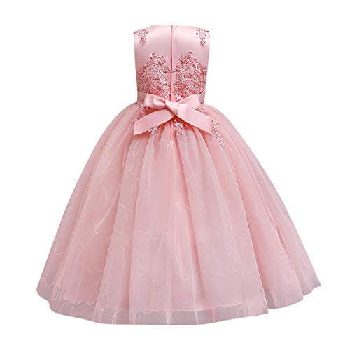 FYMNSI Vestito Bambina Fiore Damigella Ragazza Principessa Abito Maxi Pizzo