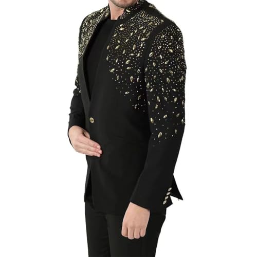 Luxury Shine Gem Diamond Men Suits Jacket Male Prom Blazers Stand Collar Wedding Groom Tuxedos Slim Fit Coat3