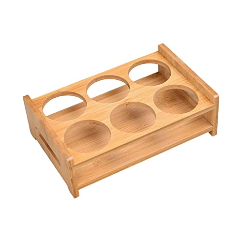 perfk Porte-plateau En Verre à Bois, Présentoir à Boissons, Support de Rangement pour Gobelets, Organisateur de Tasses de Base pour Armoires, Fêtes, 6 trous