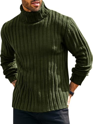 Runcati Mens Chunky Turtleneck Sweaters Cable...