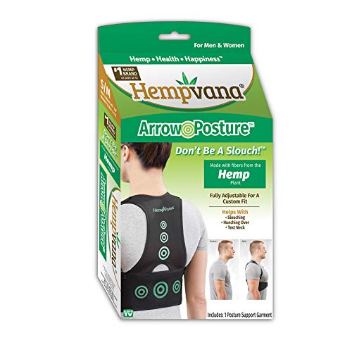 Hempvana Arrow Posture - Fully Adjustable Posture Support & Posture Corrector for Upper Body - Helps Correct Slouching, Text Neck and Hunching Over (S/M)