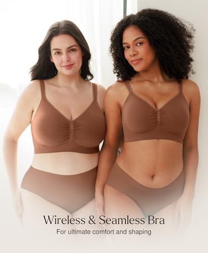 Image of Popilush Wireless Bras for Women Seamless Supportive Bra Full Coverage Comfortable Bralettes with Wide Strap
