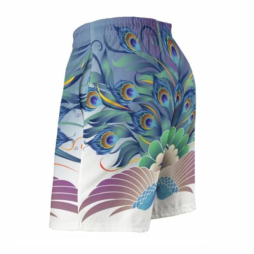 Shorts de bain homme paon à séchage rapide et cordon de serrage S - 5