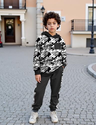Image of Boys Clothes Fall Winter Outfits Camouflage Long Sleeve Hoodie and Pants 2PC Kids Clothes Boys for 5-14 Years