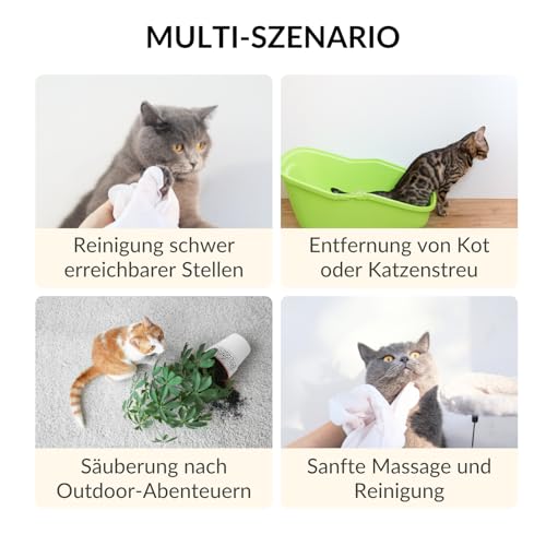 RumbleBox Feuchttücher für Katzen & Hunde, Handschuh-Feuchttücher für Haustiere, Sanfte Fellpflege, Reinigung & Massage, Optimal für Outdoor-Katzen, präzise Reinigung mit Handschuhform