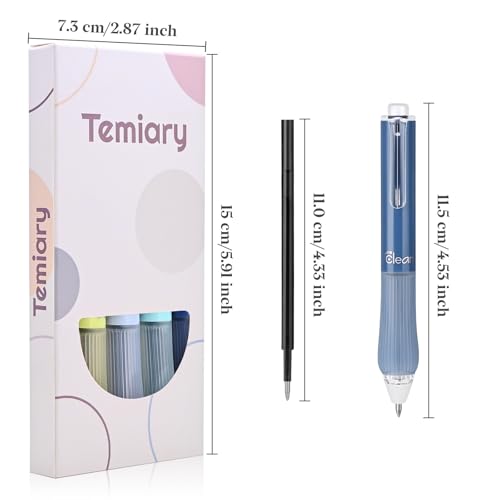 Temiary 4 Pcs Bolígrafos Retráctiles de Gel Borrables 0.5 mm miniatura 2