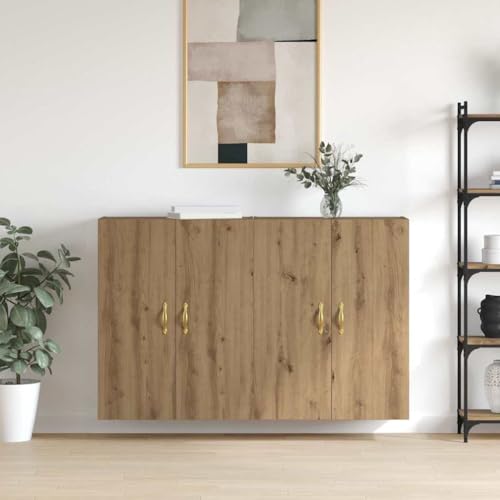 kithwjll Juego de 2 armarios de pared de roble Artisan, 69,5 x 34 x 90 cm, de madera, con 4 puertas, armario colgante para salón, dormitorio y oficina, mucho espacio de almacenamiento