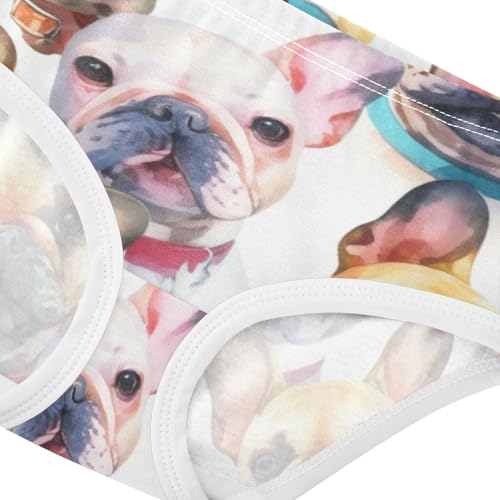 Watercolor French Bulldog Puppy Panties for Girl Toddler Girls Underwear Cotton Animal Briefs Kids Undies 2t4