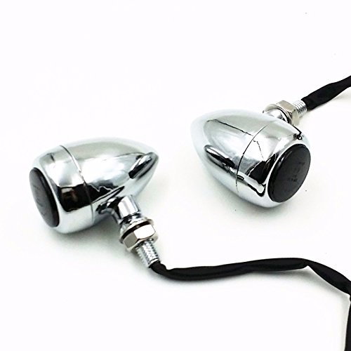 LED Bullet Motorcycle Turn Signal Lamp Light For Harley Honda Kawasaki Suzuki Yamaha Dyna Sporster XL 883 1200 Springer BOB CB GS VTX VN XS Cruiser Cafe Racer Bobber VT (Chrome)