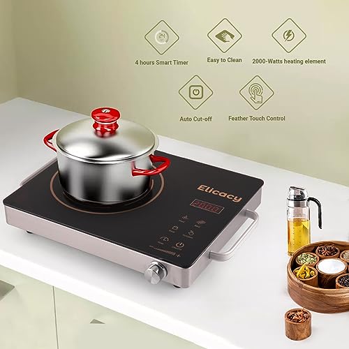 Image of Premium 2000 W Touch Panel Infrared Induction Cooktop 1 Year Warranty (Use With All Utensils) - Radiant (Black)