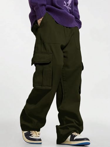 Image of GRECIILOOKS Men's Regular Fit Low Rise Cargos Trousers | Baggy Cargo Pants for Man | Loose Fit | Treck Pent with Multiple Pockets (Available in Plus Size)