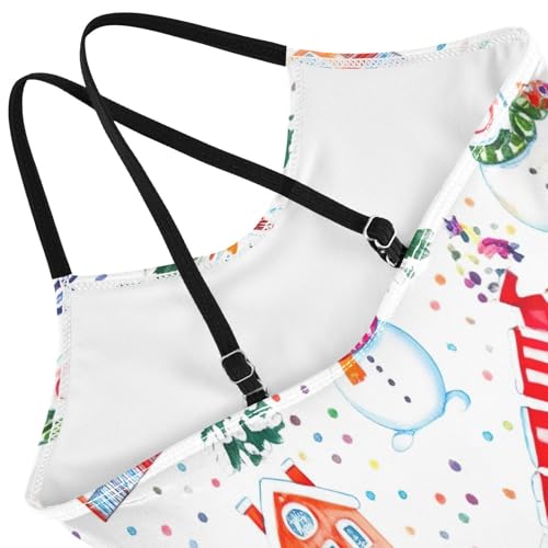 Kids Swim Suits 3-10 Y Beach Swimsuit, Cute Snowman House White4