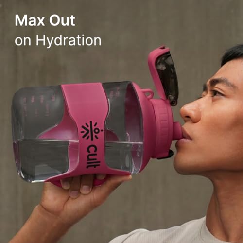 Image of CULT 2 Litre Gym Water Jug & Gallon Bottle 2.2L | Large Water Bottle with Handle for Men & Women | Leakproof BPA-Free Sports Gallon Jug for Fitness & Workout (Pink)