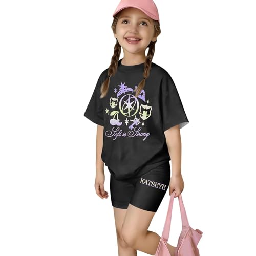 MKLUNJOP Katseye Shirt Katseye Girls 2 Piece Outfit Katseye Shirt And Shorts Set Beautiful Chaos Sis Album Merch For Fans Clothing Sets