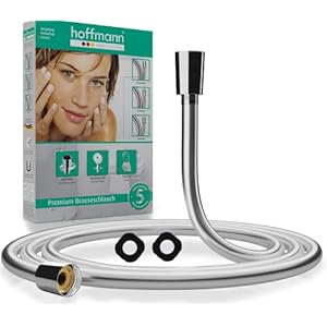 hoffmann Duschschlauch 180cm Silverline mit Verdrehschutz | Standard 1/2″ Anschluss | Flexibel & Knickfest | Trinkwassergeprüft | Made in Germany