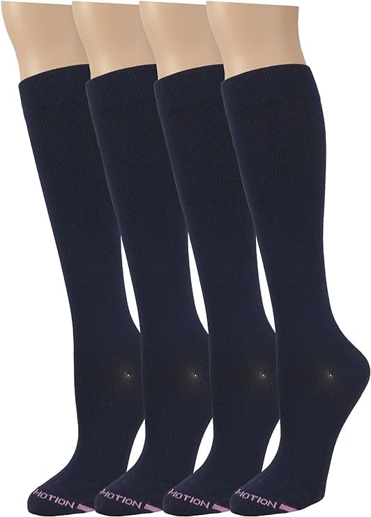 Image of Dr. Motion Compression Knee High Socks for Women - 4 Pairs Pack
