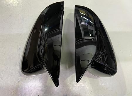 Image of TRANDWALA Batman Style Car Side Mirror Covers Compatible for Slavia Glossy Black ABS Material, Rearview Wing Mirrors with Adhesive Installation, Set of 2 LH & RH