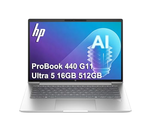 HP ProBook 440 G11 Business AI PC Laptop (14 FHD+ Anti-Glare Intel 12-Core Ultra 5 125U (> i7-1355U) 16GB DDR5 RAM 512GB SSD) Fingerprint Webcam w/Shutter Ethernet HDMI WiFi 6E Win 11 Pro