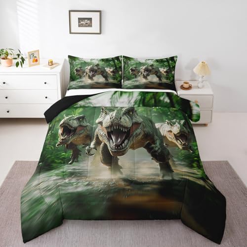 Image of Feelyou Dinosaur Dino Jungle Comforter Set Queen Size Kids Boys Girls Duvet