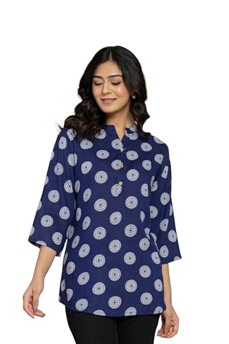 Image of Women's Cotton Printed Kurta Top | 3 /4 Sleeve Straight Kurti Casual Outings