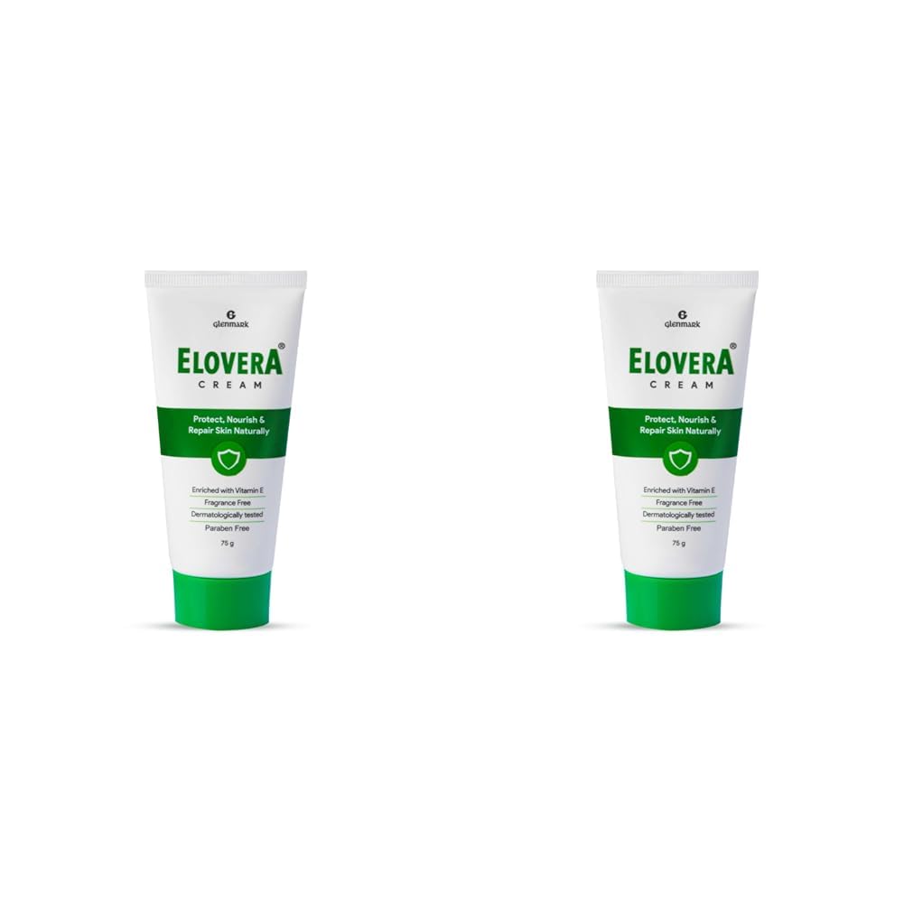 Elovera Moisturising Cream 75g | For Dry Skin | with Aloe Vera & Vitamin E | Protects, Nourishes and Repairs Skin | Paraben Free | Fragrance Free (Pack of 2)