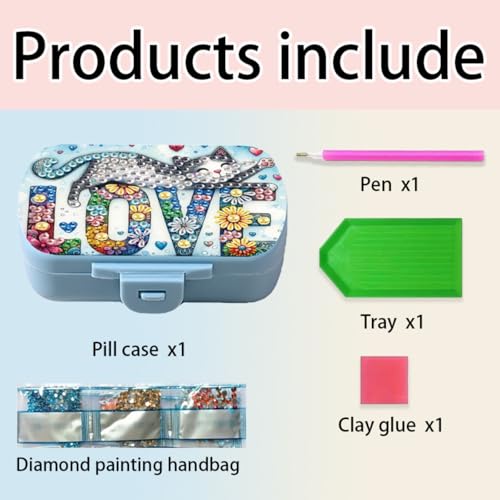 Image of ARTopet Diamond Art Painting Mini Storage Box with 6-Grid Creative Design Compact Portable Small Case for Purse Travel Daily-Love Cat