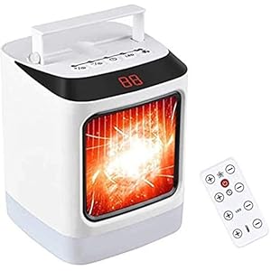 Kachelkachels elektrische keramische ruimteverwarmer Draagbare ventilatorkachels Ventilatorkachels met afstandsbediening Met 7-kleuren nachtlampje voor thuis Slaapkamer Kantoor Garage Persoonlijke