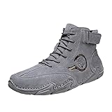 YOUQQI Hohe Socken Schuhe Herren Retro Rundkopf Kurze Stiefeletten Freizeit Schnürstiefel Lässige High Top Stiefeletten Outdoor rutschfeste Kurze Stiefeletten Herbst und Winter Kurze Stiefeletten