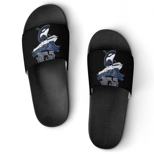 Killer Whale Whatever Sinks Your Boat Shower Slippers for Women Men Casual Non-Slip Slide Sandals Beach Bathroom Shoes