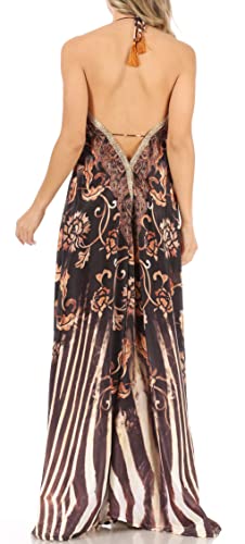 Image of Sakkas Lizi Womens Maxi High-Low Halter Handkerchief Long Dress Beach Party