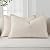 decorUhome Decorative Outdoor Throw Pillow Covers 12x20 Set of 2, Lumbar Linen Farmhouse Pillow Covers with Stitched Edge, Rustic Pillow Covers for Couch, Sofa, Living Room, Beige
