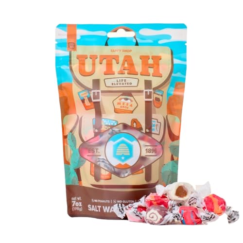Taffy Shop Utah National Parks Salt Water Taffy - Gourmet Soft Chewy Candy, Variety Pack, Bulk Sweet Snack, Fresh Gift & Gluten-Free, 35 Individually Wrapped Pieces (7oz)