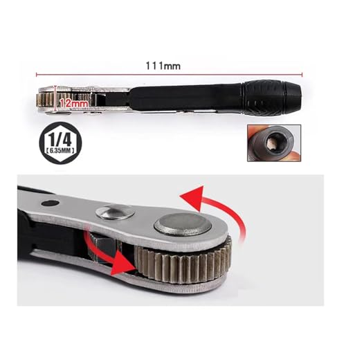 Image of AASONS 11pc 36-Tooth 1 /4 inch Mini Ratchet Wrench & Screwdriver Combination Bit Set 90 Degree High Torque Magnetic Offset Reversible Drive Handle For Bike Bicycle Multi-Function Mechanic Repair Tool