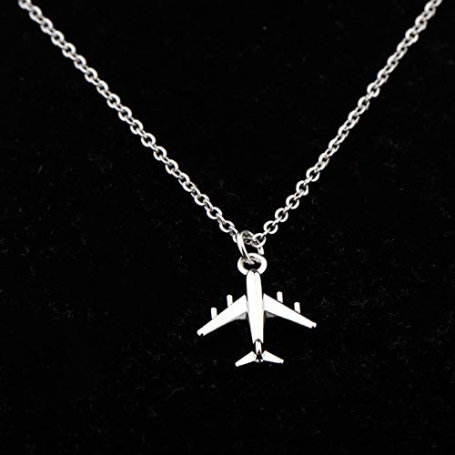 FUSTMW Airplane Necklace Aircraft Pendant Flight Attendant Jewelry Pilot Gifts for Aviation Traveler (silver)4