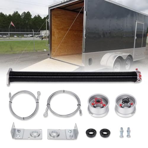 Kozlira TSAP780 Ramp Door Spring Kit for 7' Wide Cargo Trailer - 80 lb Torsion Spring Repair Assembly with Cables and Drums - Replacement Rear Ramp Door Assist System for Cargo Enclosed Trailers