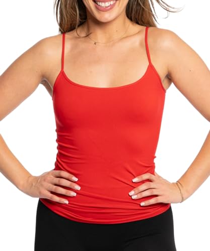 Image of Malibu Sugar Womens Camisole Tank Tops - Seamless Fitted Spaghetti Strap Cami Stretch Basic Womens Camisole for Layering XS-M