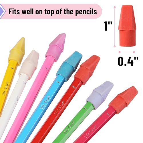 Image of Mr. Pen- Pencil Erasers Toppers, 120 Pack, Colorful, Latex Free, No Smudge | Mr Pen Erasers for Pencils, Pencil Top Erasers, Eraser Caps, Eraser Tops