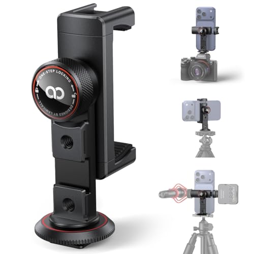 Lamicall 3-IN-1 Handyhalterung Stativ Adapter - [TOP Voll-Alu-Legierung] Metall Handy Halterung Stativ mit 1/4''-Schraubenloch/Kaltschuh/ARCA-Type, 360° Smartphone Stativhalterung für Tripod, Kamera 1