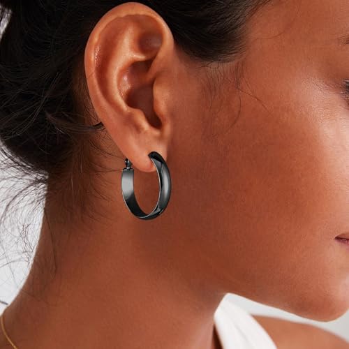 Image of Gacimy Gold Hoop Earrings for Women with 925 Sterling Silver Post | Hypoallergenic Lightweight Thick Hoops Earrings for Women Trendy Jewelry Gift