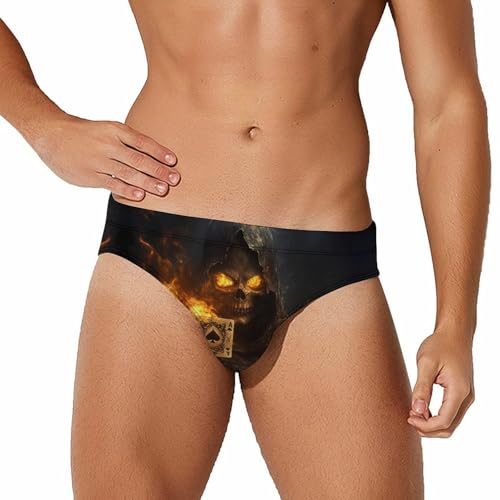 Death Holding Ace of Spades Mens Swim Briefs Quick Dry Swim Trunk Bikini Underwear Swimsuit