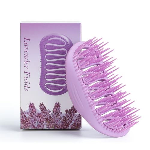 Scalp Massager and Shampoo Shower Brush, Detangling Hair Brush, Scalp Care Hair Brush Wet & Dry detangler for Men and Womenfor Straight/Curly/Thick/Long/Wavy/Damaged Hair, Purple