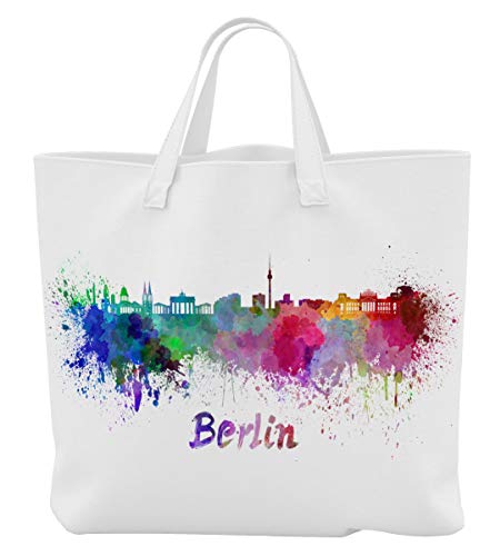 Merchandise for Fans Einkaufstasche - 45 x 42 cm x 9 5 cm - Motiv: Deutschland Hauptstadt Berlin Silhouette - 04