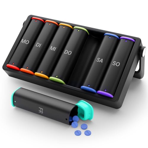 Tablettenbox 7 Tage Morgens Abends, KOVIUU Woche Pillendose 2 FäC...