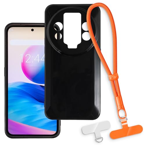 OAGELIM 2-in-1�ی�P�[�X�ƃ��X�g�X�g���b�v Oukitel WP200 Pro �Ƃ̌݊������� ���O���\�ȃ��j���[�h�t���d�b�J�o�[�A����~�ߕ����h�~�O���b�v�n���h�� (�u���b�N + �I�����W)